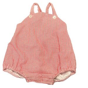 Southern Sunshine Red Gingham Boy Sun Bubble Romper Size 6 months